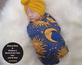 Conjunto de pañales para bebé, envoltura celestial para bebé, conjunto de pañales y gorro, regalo para bebé Sunshine, chal para baby shower Moon, conjunto de manta y gorro para bebé recién nacido