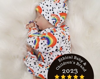 Rainbow Baby Romper, Rainbow Baby Gift, Newborn Rainbow Outfit, Baby Romper with Hat, Rainbow Baby Gift, Newborn Gift Set, New Baby Outfit