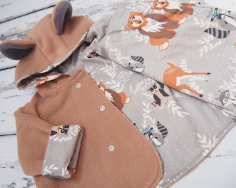 Bear Jacket - Bear Coat - Boys clothes - Girls clothing - Baby jacket - Animal Coat - Animal costume - Baby Clothes - Fleece Hoodie - Ears