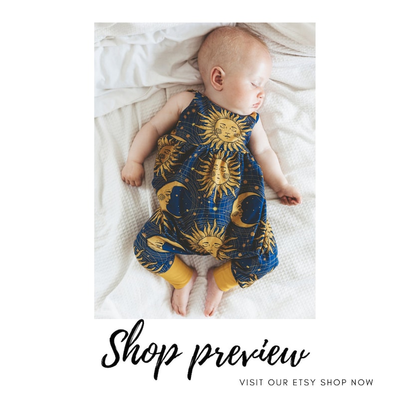 90s gathered romper with stars and moon print