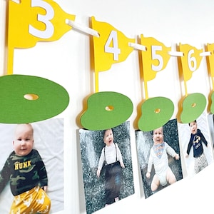 Golf Milestone Monthly Photo Banner, yellow, First Year, Birthday Party Decor, Photo Prop