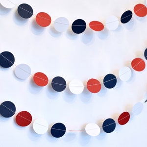 Navy Red and White, Paper Garland, Fourth of July Party Decor, Nautical Theme image 2