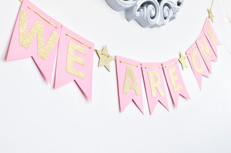 We AreI Am ONE Banner Birthday Banner Pink and Gold First Birthday Photo Prop