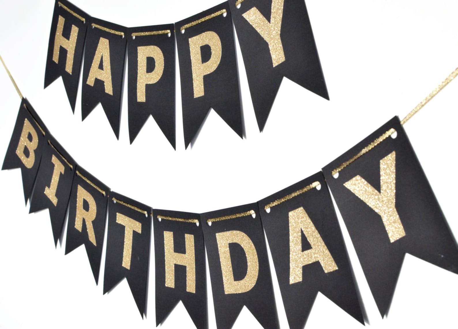 HAPPY BIRTHDAY Banner Black And Gold Birthday Banner Etsy