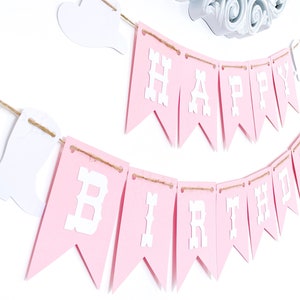 Western, cowgirl HAPPY BIRTHDAY Banner, pink and white Birthday Banner, Birthday Party Decor, Photo Prop
