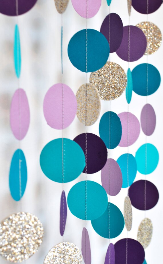 Turquoise Purple And Gold 10ft Paper Garland Birthday Party Etsy
