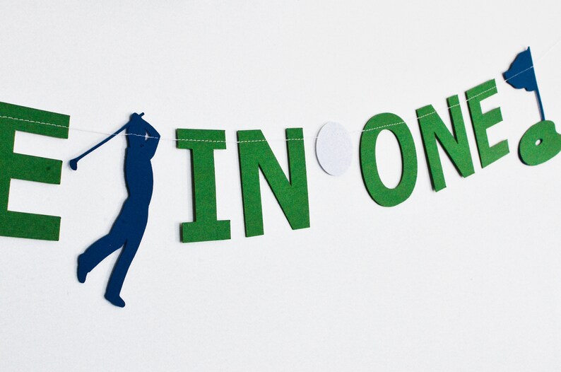A Hole in One Paper Banner Blue and Green Birthday Party | Etsy