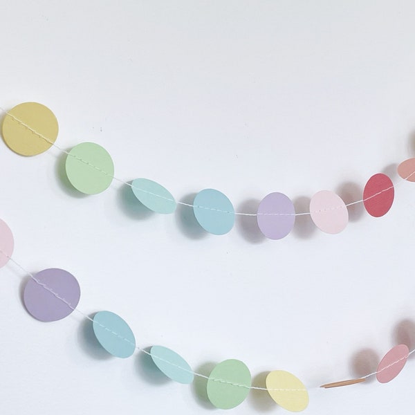 Pastel Rainbow Garland, 10ft, Paper Garland, Birthday Party Decor, Wedding Shower Decor, Nursery Decor