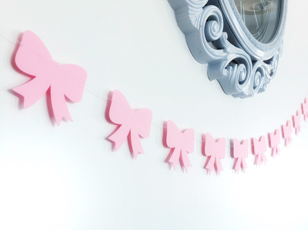 Pink Bow Garland, Paper Garland, Birthday Party Decor, Nursery Decor - Etsy