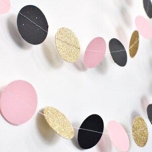 Blush Pink Black & Gold 10ft Paper Garland, Birthday Party Decor ...