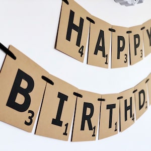 Happy Birthday Banner, Scrabble, Party Decor, Photo Prop