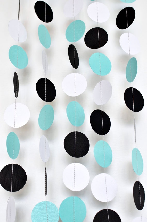 Turquoise Black And White 10ft Paper Garland Birthday Party Etsy