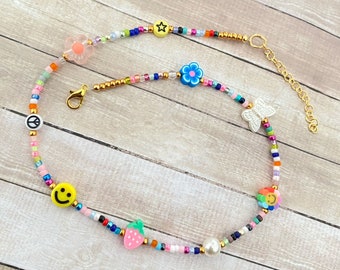 Rainbow Beaded Choker, Rainbow Bead Choker, Stretch Bead Choker, Seed Bead Choker, Miyuki Bead Choker, Stretchy Choker, Boho Bead Choker