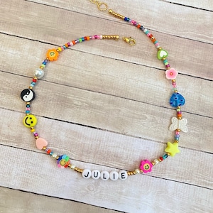 Rainbow Beaded Choker, Custom Name Choker, Stretch Bead Choker, Seed Bead Choker, Miyuki Bead Choker, Stretchy Choker, Mismatched Choker