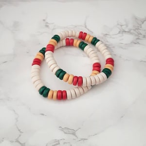 Rasta Bracelet, Rasta Bead Bracelet, Mens Bracelet, Ethiopian Jewelry, Wooden Bracelet, African Bracelet, White Rasta Bracelet