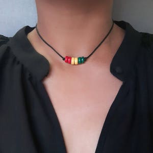 Rasta Choker, Ethiopian Choker, Rasta Necklace, Green Yellow Red Choker, African Choker, Boho Choker