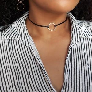 Circle Choker, O Choker, Boho Choker, Black Cord Choker, Silver Circle Choker, Gold Circle Choker, O Ring Choker