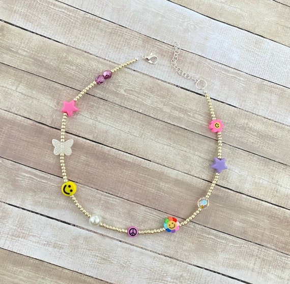 Silver Beaded Choker, Silver Bead Choker, Stretch Bead Choker