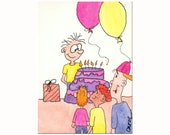 FUNNY BOY Birthday CARD / Happy Handcrafted Blank Greeting Card / 12 Alexander ==