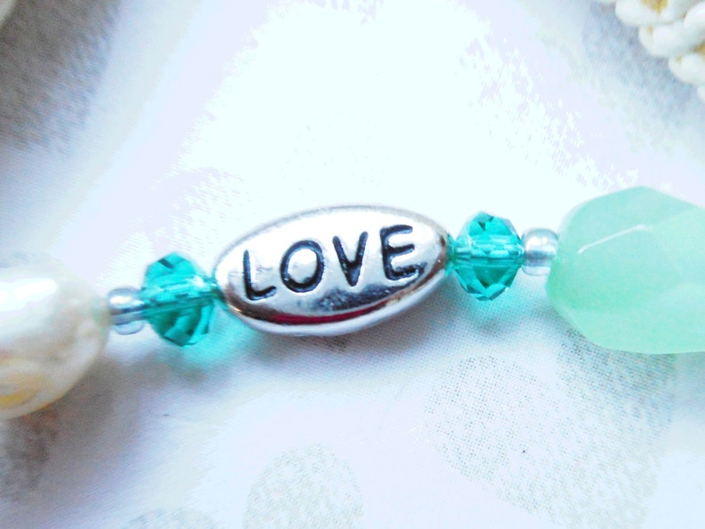 LOVE Theme CHARM ANKLET HandcraftedBeaded Pearls Multicolor GlassHandmade Three Love Charms AnkletSilver Lobster Clasp =