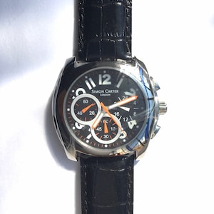 Vintage Simon Carter leather chronograph watch