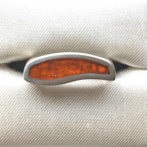 Vintage silver ring with orange stone, Size P