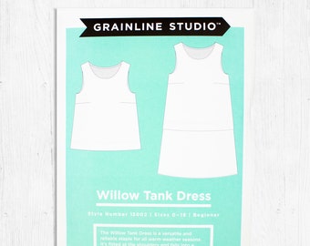 The Willow Tank - Grainline Studio Sewing Patterns - Paper Pattern - Sleeveless Dress or Long Sleeve Dress Pattern Pattern - Sizes 0 to 18