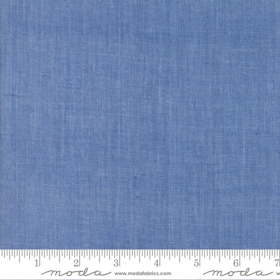 Moda Chambray Medium Blue Half Yd or Full Yard Cotton Quilting Fabric 
