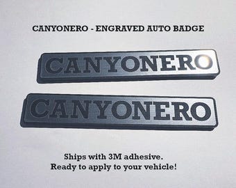 Custom Car Name Badge – CANYONERO - Brushed Aluminum Auto Emblem