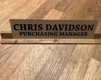 Custom Woodgrain Acrylic Desk Name Plate - Personalized Office Decor