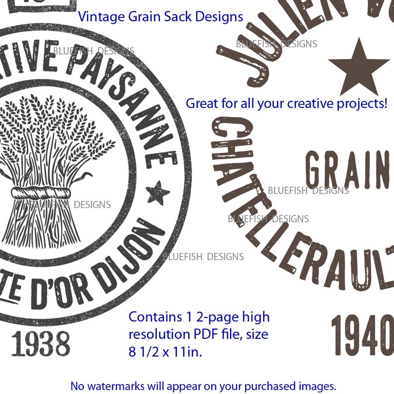 1930s VINTAGE GRAIN SACK Image Transfer Digital Download 8