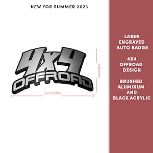 Acrylic Car Badge - 4x4 Offroad Badge - Brushed Aluminium and Black Emblem