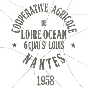 May include: A vintage logo for a French agricultural cooperative, "Cooperative Agricole de Loire Ocean", with the address "6 quai St Louis Nantes" and the year "1958".