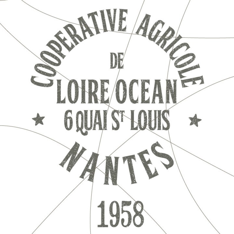 May include: A vintage logo for a French agricultural cooperative, "Cooperative Agricole de Loire Ocean", with the address "6 quai St Louis Nantes" and the year "1958".