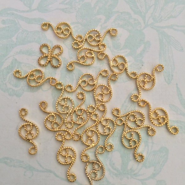 20pcs Gold Filigree Connector Beads Jewelry Making Craft French DIY Supplies Findings