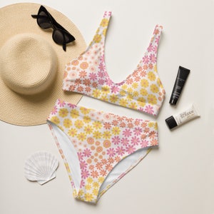 Bikini riciclato a vita alta con fiorellini Daisy Recycled