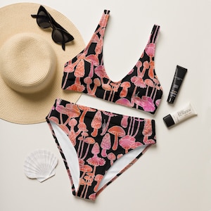 Bikini a vita alta vintage rosa fungo Recycled