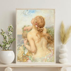 Pink Mermaid Splash – Ocean Print - Fantasy Artwork - Mermaid Print
