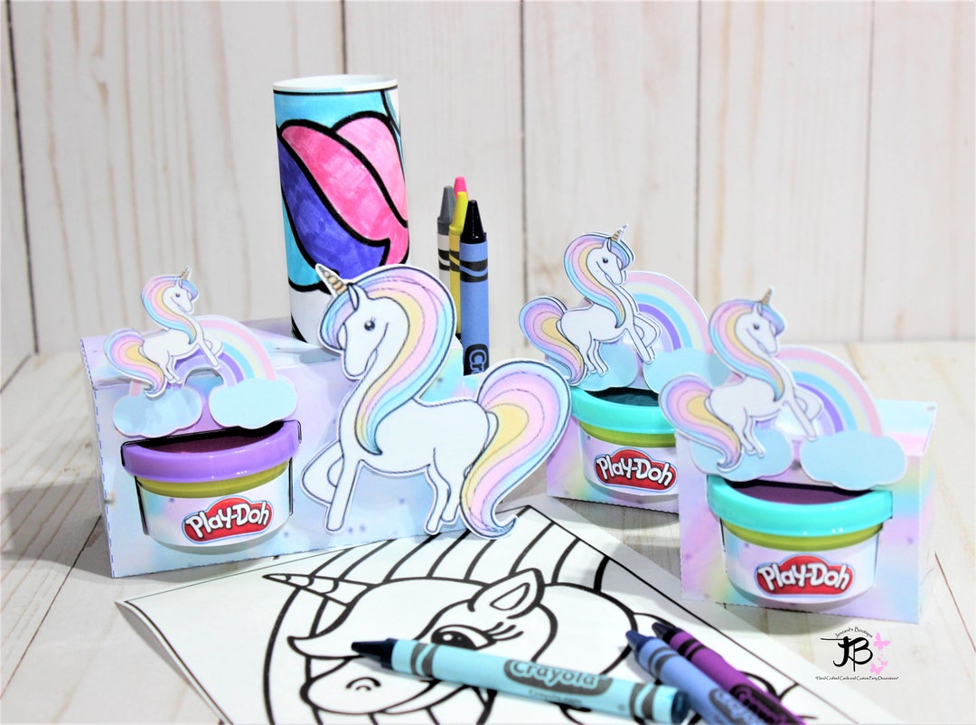 Unicorns Coloring Favor Box, Unicorns Coloring Treat Set, Unicorns ...