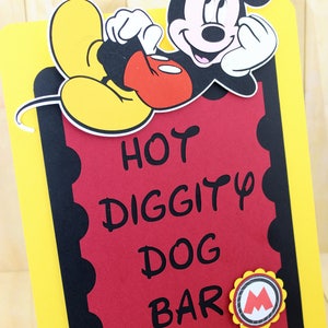 Mickey Party table sign, Mickey Mouse Clubhouse Party Sign, 8 x 10 Mickey Mouse Sign, Hot Diggity Dog sign, Mickey Mouse Handmade Sign