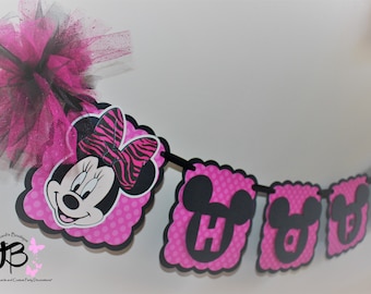 Minnie Mouse Verjaardag Banner, Minnie Mouse Banner, Animal Print Minnie Mouse Banner, Minnie Mouse Verjaardag, Hot Pink Chevron, Zebra Minnie