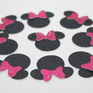 Pink Glitter Bow Inspired Minnie Mouse, Minnie Mouse Paper Cut Outs, Party Decorations, Pink Bow Minnie Mouse, Pink Glitter Bow Minnie Mouse