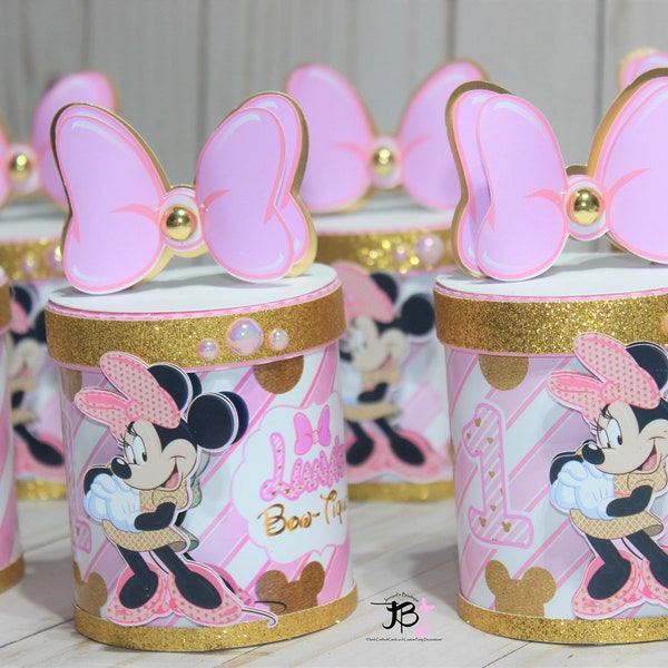 Minnie Mouse Potato Cans, Minnie Favor Box, Minnie Mouse Personalized Potato Cans, Minnie Mouse Potato Cans Shaker, Minnie Mouse Favor Boxes
