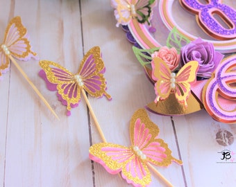 Butterfly Cupcake Toppers, Butterfly Birthday Cupcake Toppers, 3D Butterfly Cupcake Toppers, Butterfly Decorations