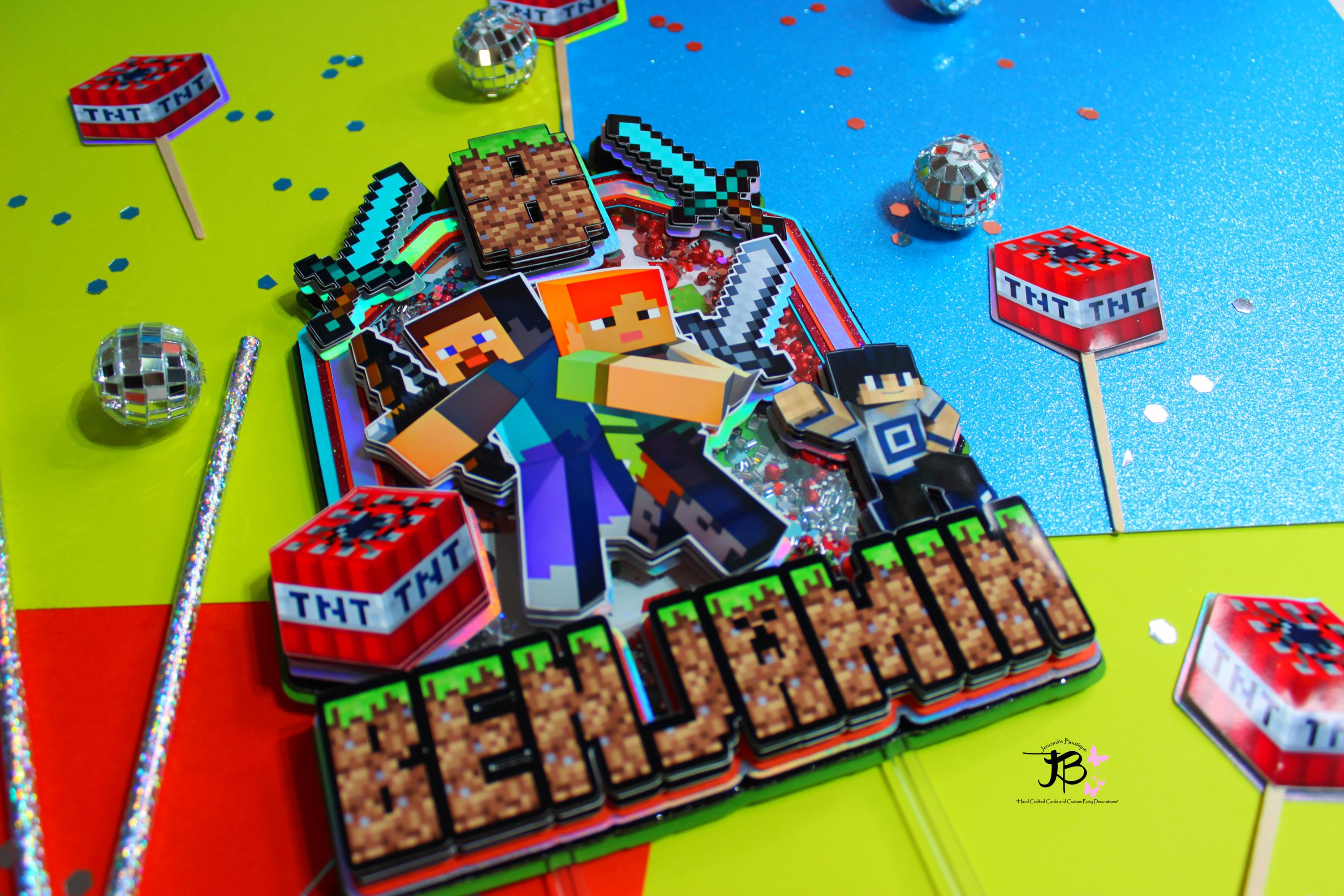 Glitter Game Birthday Cake Topper