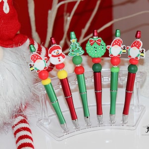 Christmas Beaded Pen, Snowman Beaded Pen, Beaded Pens, Christmas Tree beaded Pen, Gnome Beaded Pen, Christmas Gifts