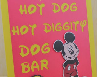 Mickey Party Table Sign, Mickey Mouse Clubhouse Party Sign, 8 x 10 Mickey Mouse Sign, Hot Dog Diggity Dog Sign, Mickey Mouse Handmade Sign