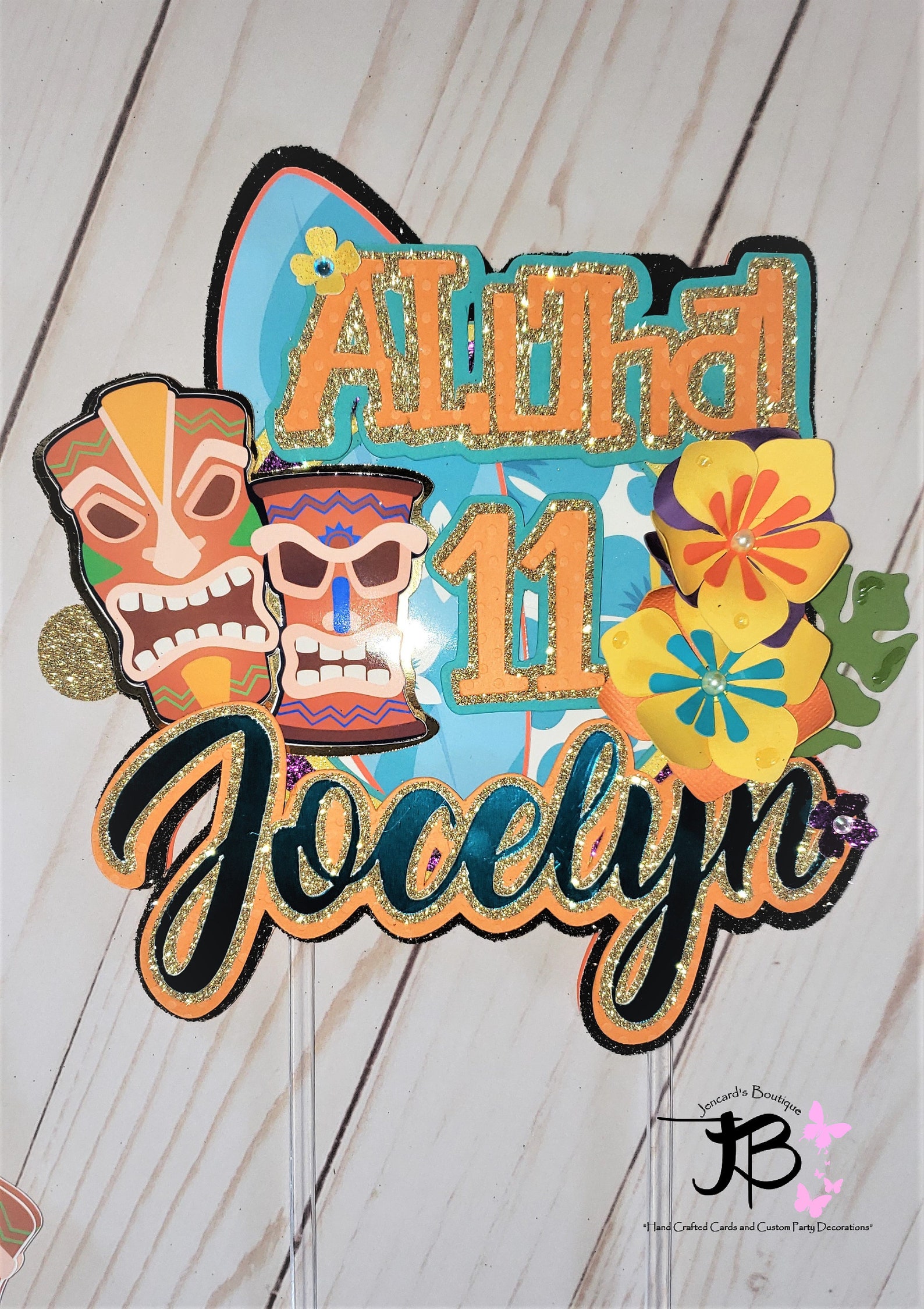 Luau Cake Topper Hawaiian Cake Topper Tropical Cake Topper Etsy