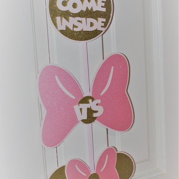 Minnie Mouse Door Sign, Minnie Mouse Birthday Door Sign, Minnie Mouse Birthday Decoration, Minnie Mouse Door Party Sign, Minnie Pink Door