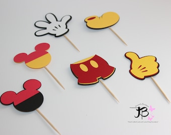 Mickey Mouse Cupcake Toppers, Mickey Mouse Club House Cupcake Toppers, Mickey Cupcake Toppers, Mickey Mouse Food Picks, Mickey Mouse Party